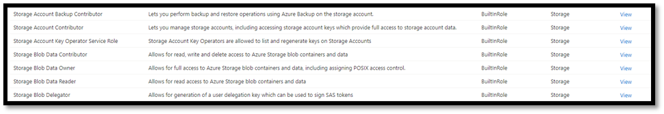 Azure AD RBAC built-in storage roles
