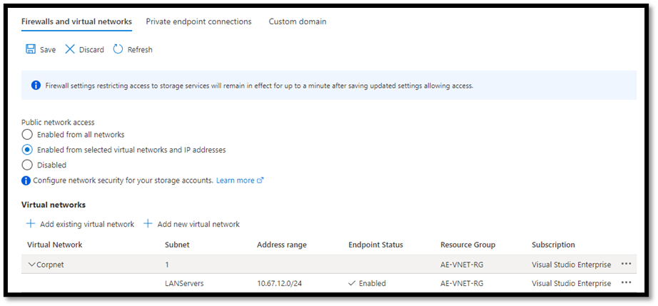 Azure Private Link provisioning and Azure storage endpoint configuration