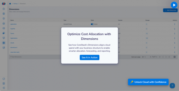 CoreStack FinOps+ Dimensions Demo Tour